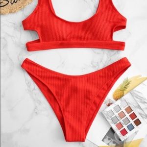 ZAFUL Textured Cutout High Cut Bikini
